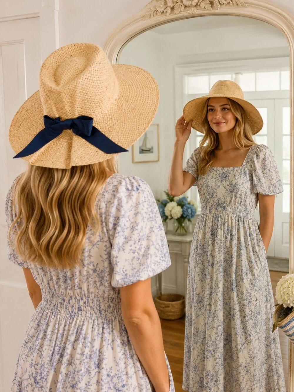 Talbots Adjustable Raffia Bow Sun Hat Cottagecore Coastal Summer Women's 0/S NWT